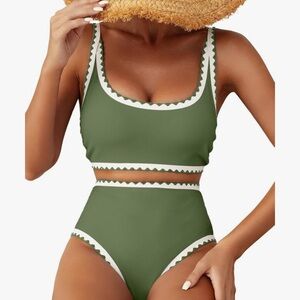 Green High-Waisted Bikini Set